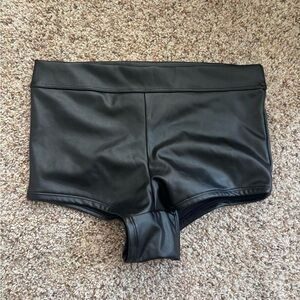 No Boundaries Black Leather-Look Swim Bottoms